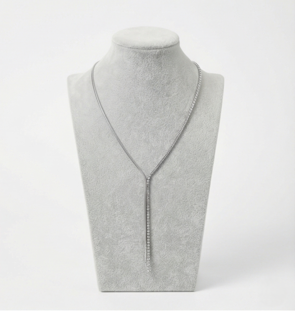 Κολιέ ατσάλι μισή πλευρά zircon