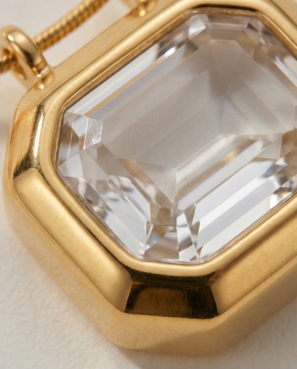 Κολιέ επιχρυσωμένο ατσάλι με λευκό zircon