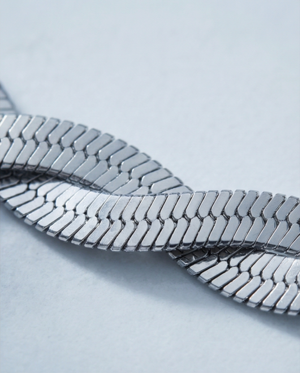 Κολιέ ατσάλι με διπλή πλέξη