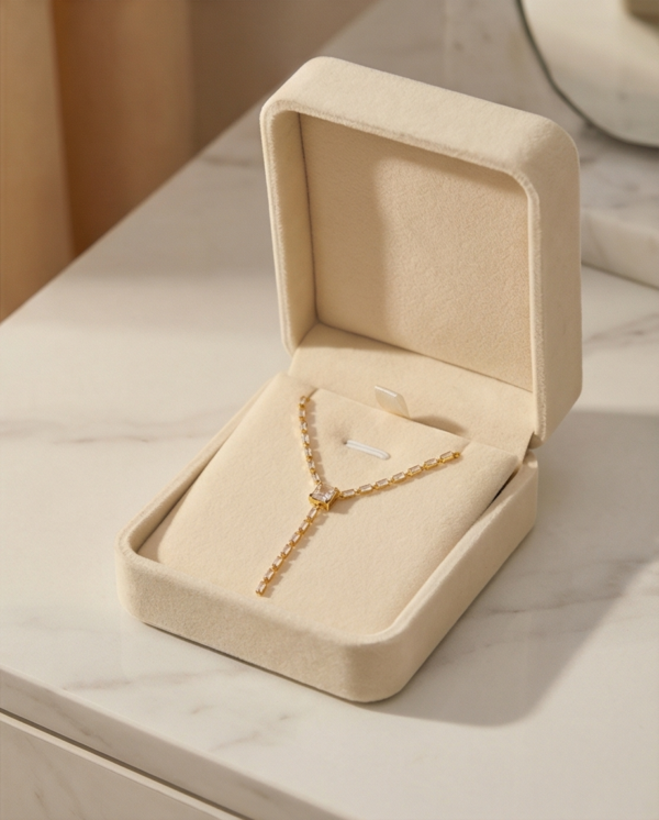 Κολιέ επιχρυσωμένο ατσάλι αλυσίδα με zircon