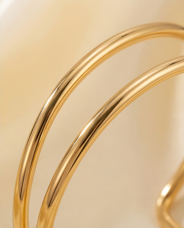 Βραχιόλι επιχρυσωμένο ατσάλι ανοιχτό με κύμα