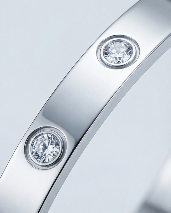 Βραχιόλι χειροπέδα ατσάλινη με στρας