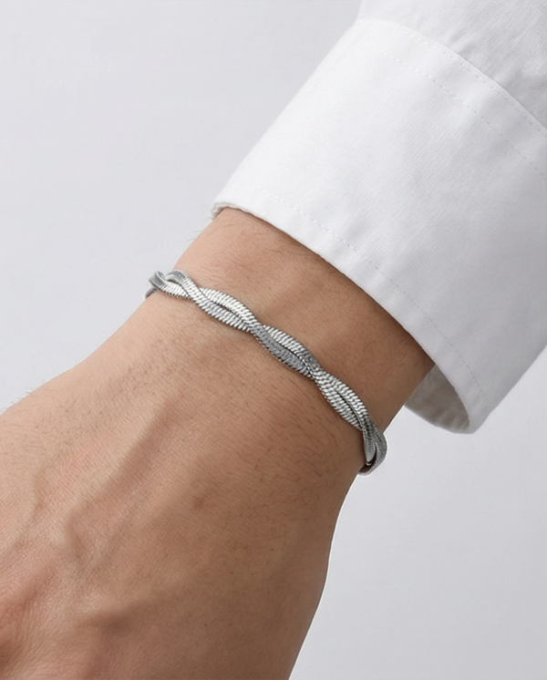 Βραχιόλι ατσάλινο διπλή πλέξη