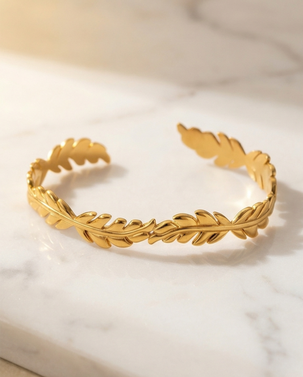 Βραχιόλι επιχρυσωμένο ατσάλινο με φυλλά