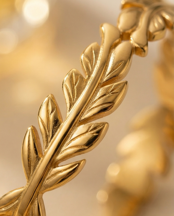 Βραχιόλι επιχρυσωμένο ατσάλινο με φυλλά