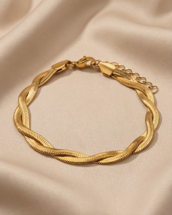 Βραχιόλι χρυσό ατσάλινο διπλή πλέξη