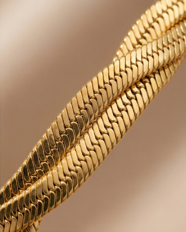 Βραχιόλι χρυσό ατσάλινο διπλή πλέξη
