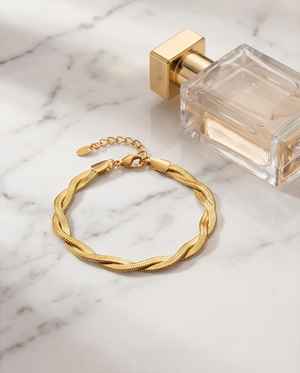 Βραχιόλι χρυσό ατσάλινο διπλή πλέξη