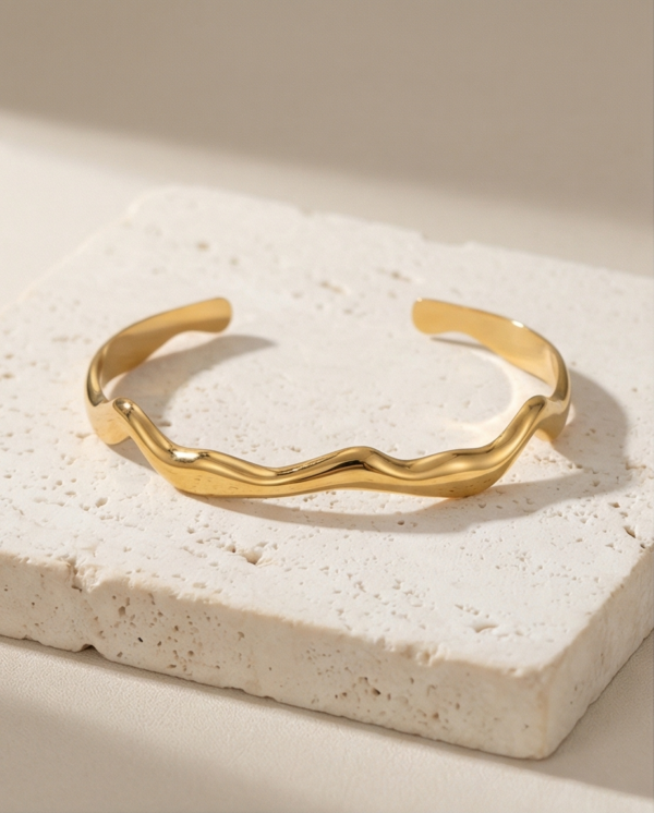 Βραχιόλι επιχρυσωμένο ατσάλινο κυματιστό