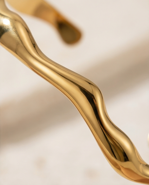 Βραχιόλι επιχρυσωμένο ατσάλινο κυματιστό