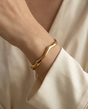 Βραχιόλι επιχρυσωμένο ατσάλινο κυματιστό