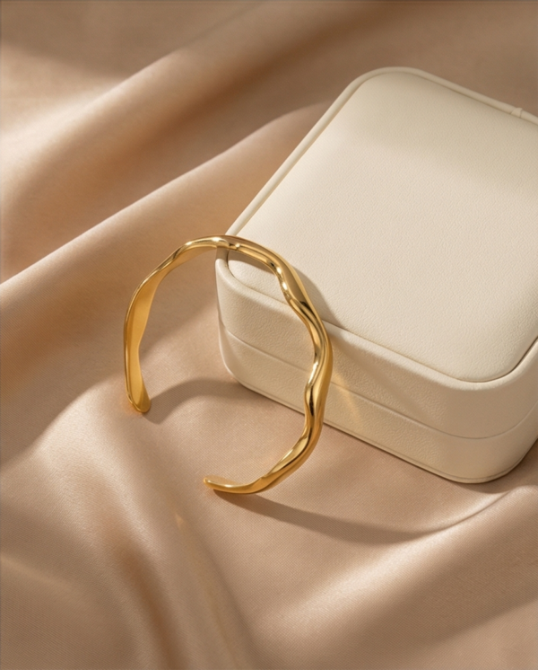 Βραχιόλι επιχρυσωμένο ατσάλινο κυματιστό