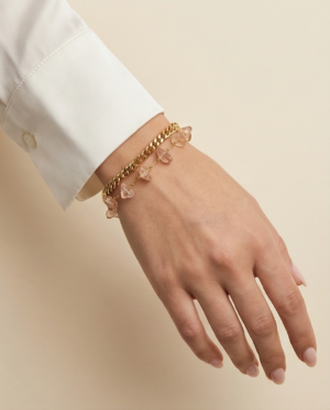 Βραχιόλι επιχρυσωμένο ατσάλι τριπλό με πέτρες