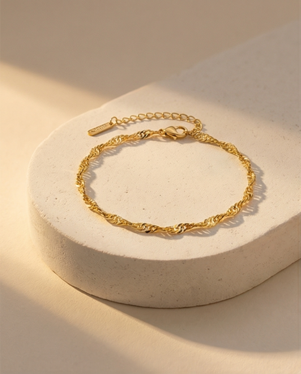 Βραχιόλι αλυσίδα ποδιού ατσάλινη χρυσή