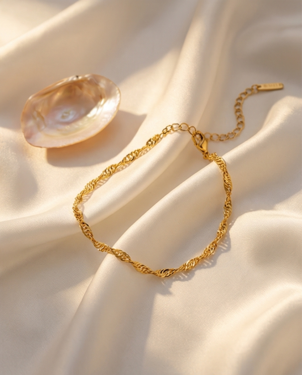 Βραχιόλι αλυσίδα ποδιού ατσάλινη χρυσή