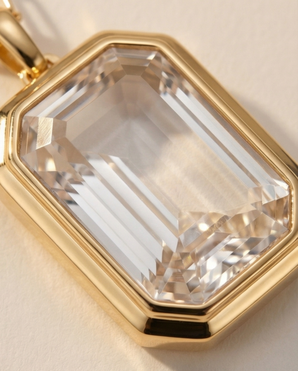 Κολιέ επιχρυσωμένο ατσάλι με λευκό zircon