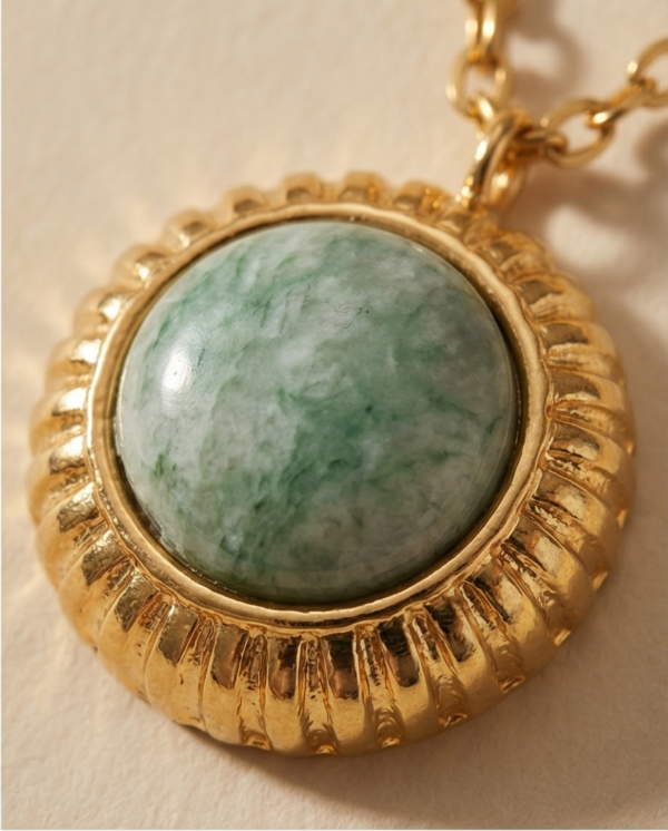 Κολιέ επιχρυσωμένο ατσάλι διπλό με γαλάζια πέτρα