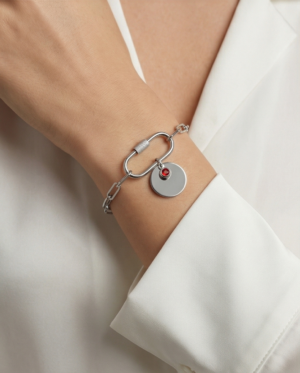 Βραχιόλι ατσάλι με κόκκινη πέτρα