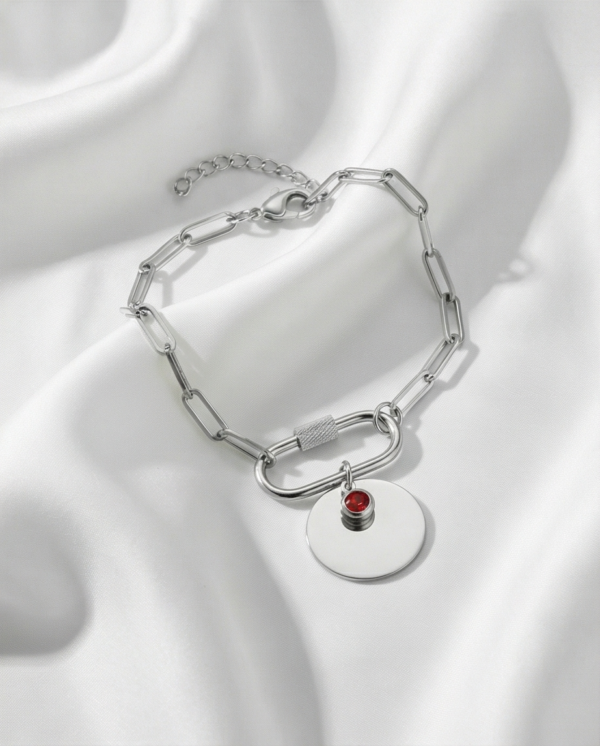 Βραχιόλι ατσάλι με κόκκινη πέτρα