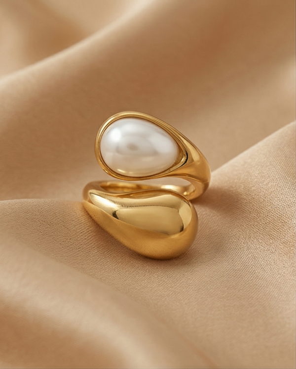 Δαχτυλίδι επιχρυσωμένο ατσάλι με σχήμα δακρύων