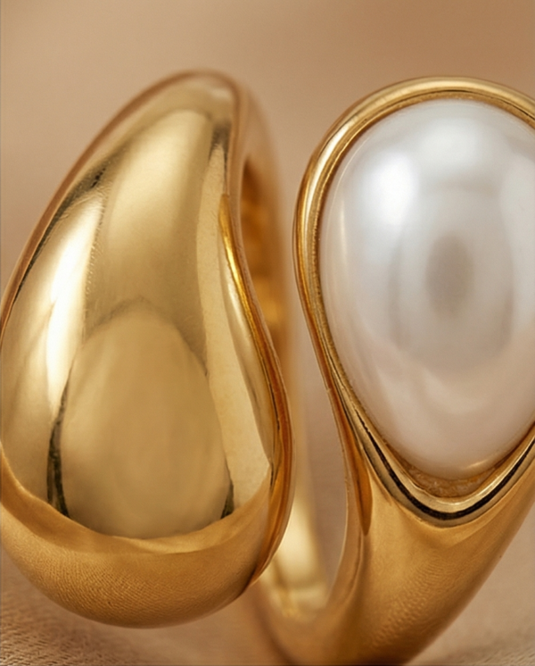 Δαχτυλίδι επιχρυσωμένο ατσάλι με σχήμα δακρύων