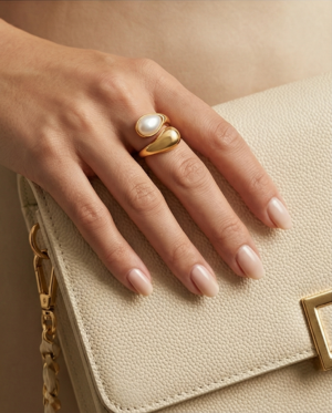 Δαχτυλίδι επιχρυσωμένο ατσάλι με σχήμα δακρύων