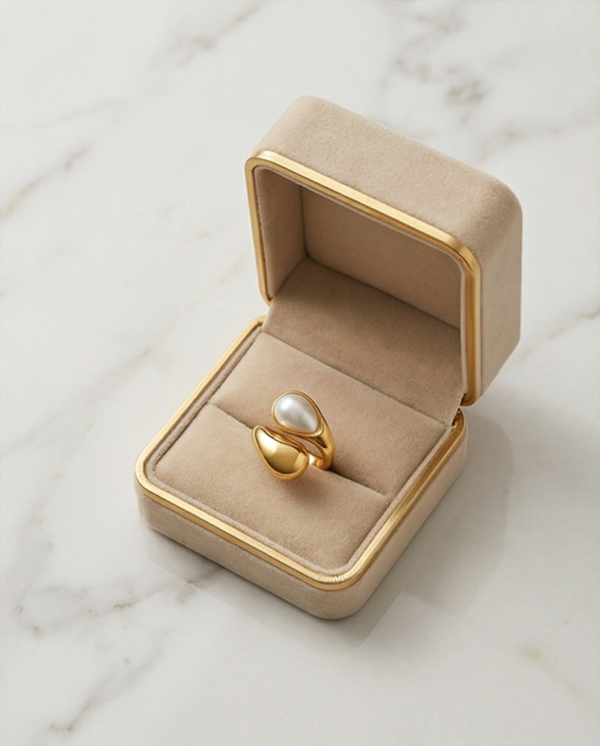 Δαχτυλίδι επιχρυσωμένο ατσάλι με σχήμα δακρύων