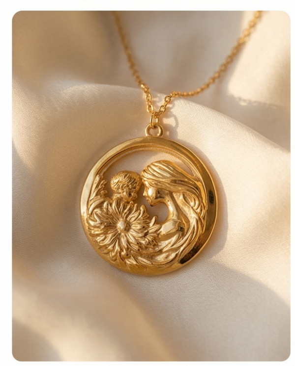 Κολιέ ατσάλι με μητέρα και μωρό