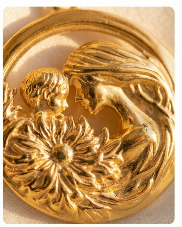 Κολιέ ατσάλι με μητέρα και μωρό