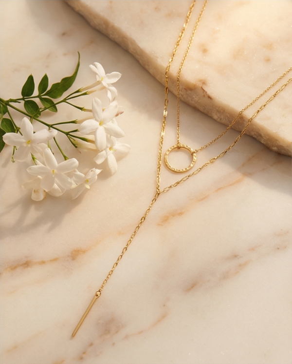 Κολιέ επιχρυσωμένο ατσάλι διπλό