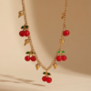 Κολιέ επιχρυσωμένο ατσάλι με κεράσια