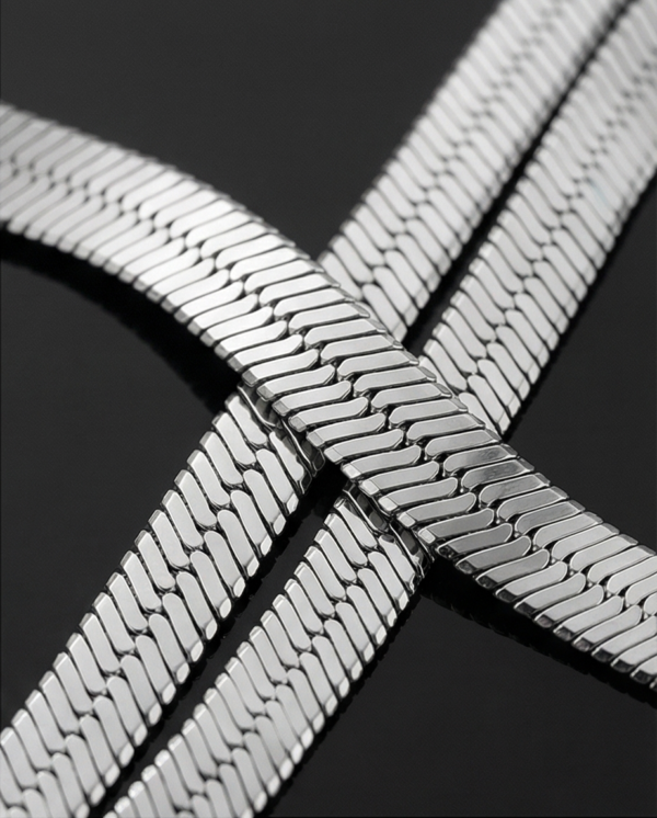 Geometric Simple Style Snake Chain Silver Long Necklace