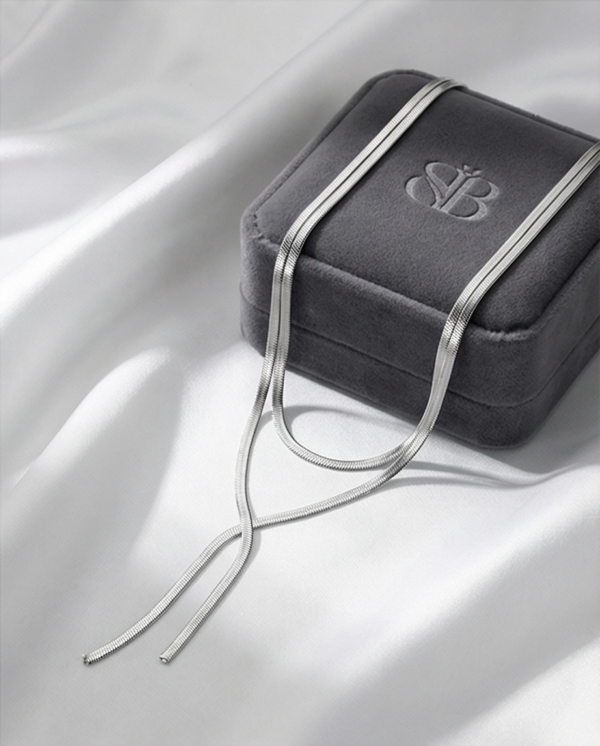 Geometric Simple Style Snake Chain Silver Long Necklace